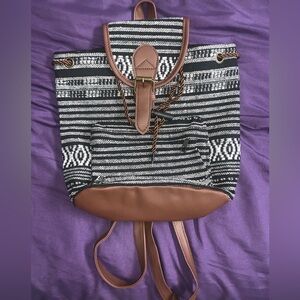 Black & White w/ brown Aztec Print Mini Backpack